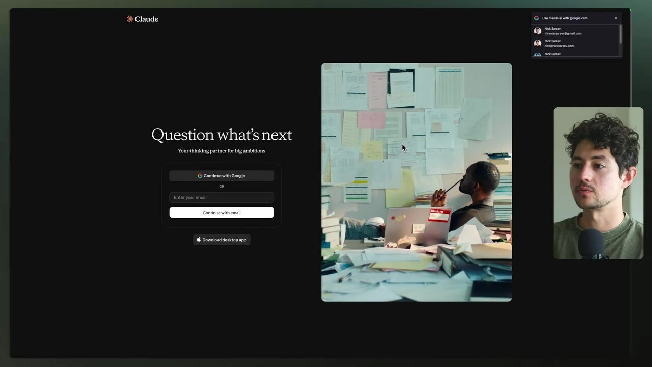Claude's sign-up page with email field