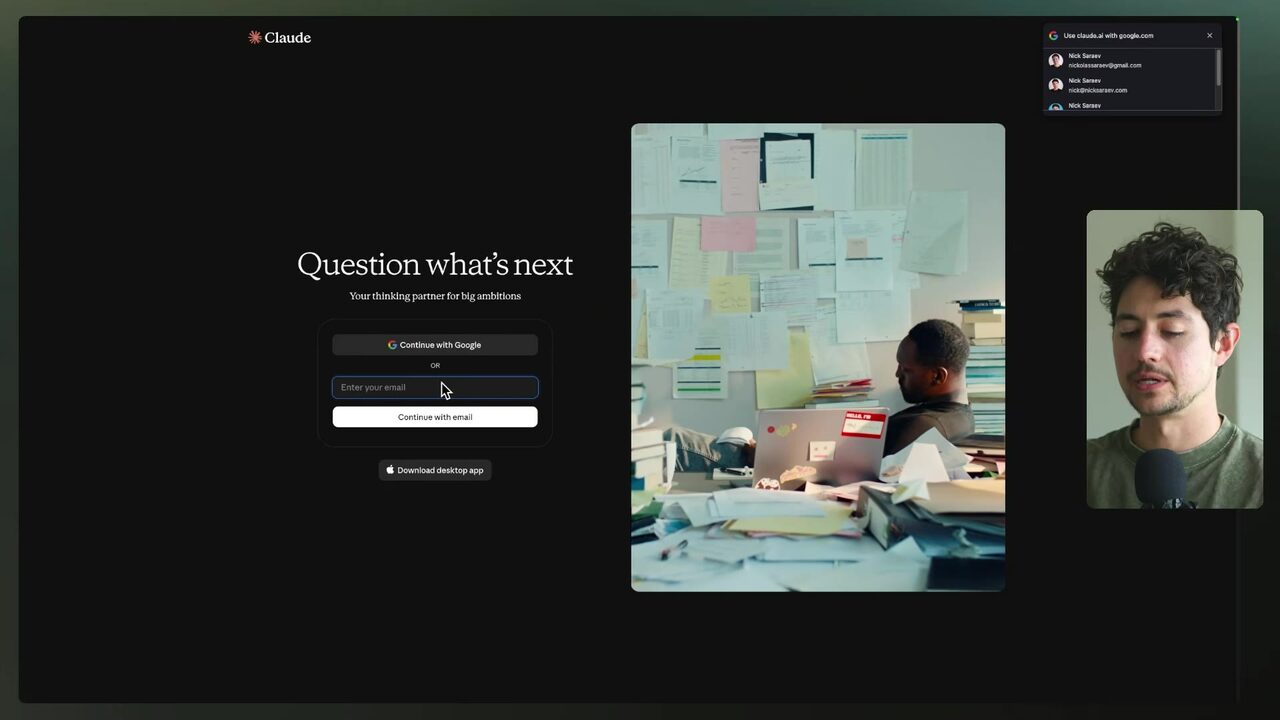 Claude's sign-up page with two options