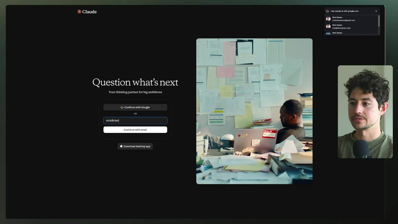 Claude homepage displaying continue options