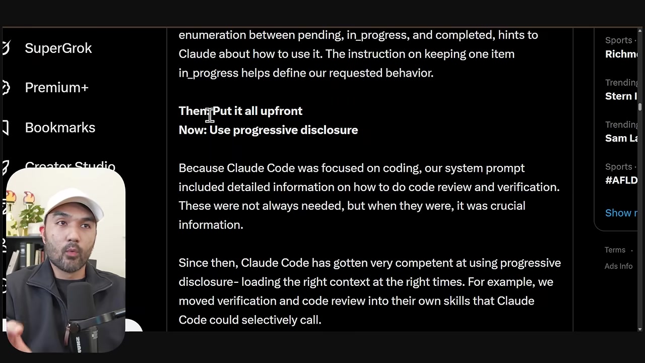 Source article text explaining progressive disclosure for tools and prompts