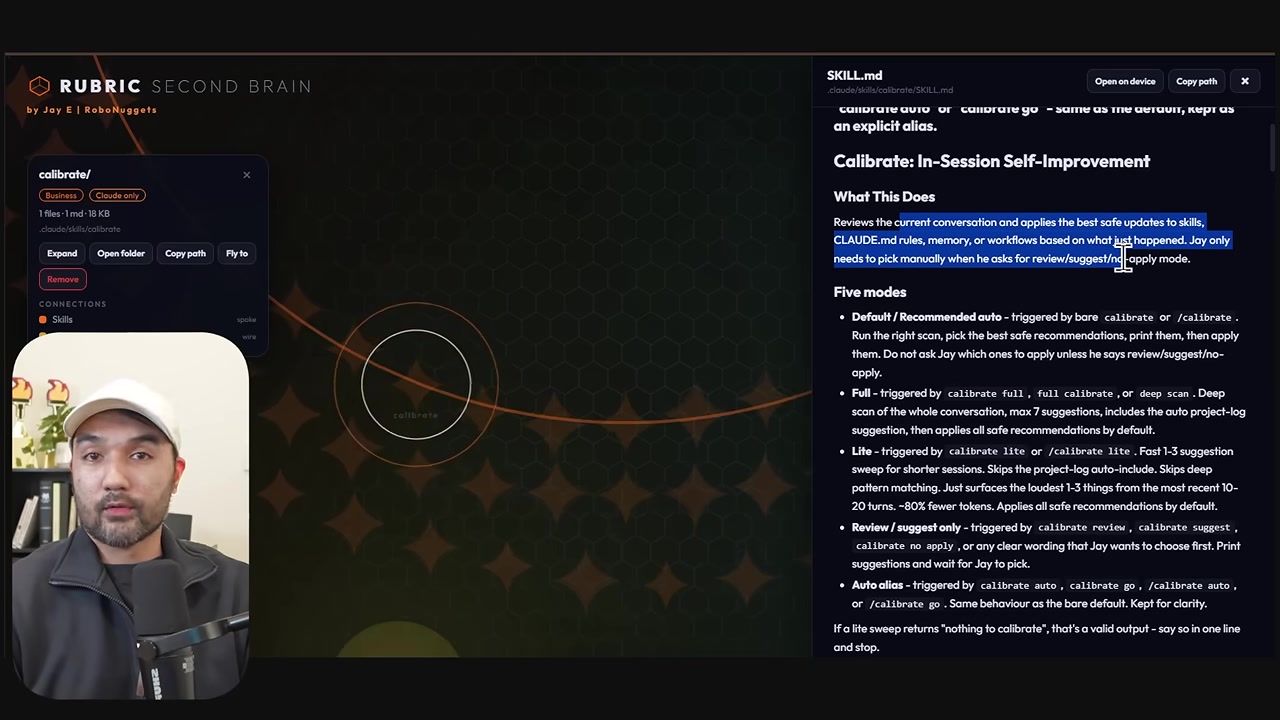 Calibrate skill updating several parts of the presenter's system