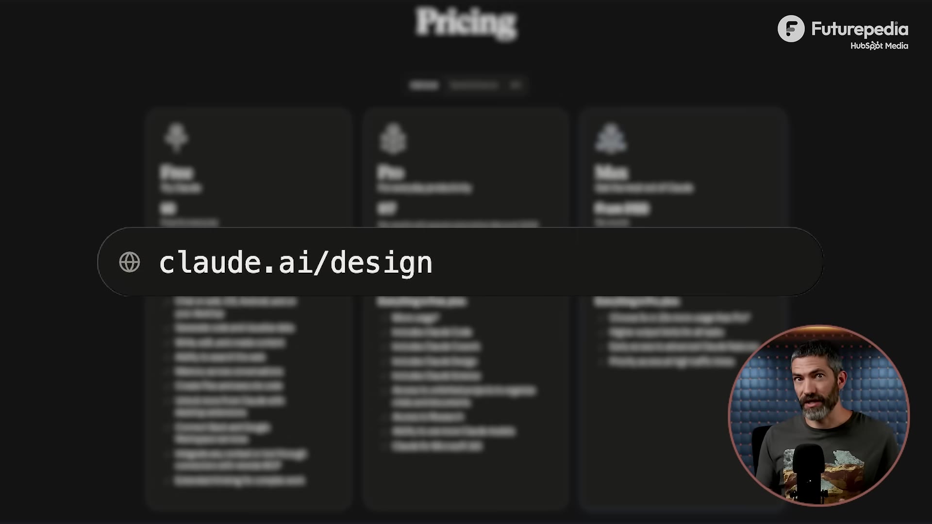 The claude.ai/design URL over the Claude pricing tiers