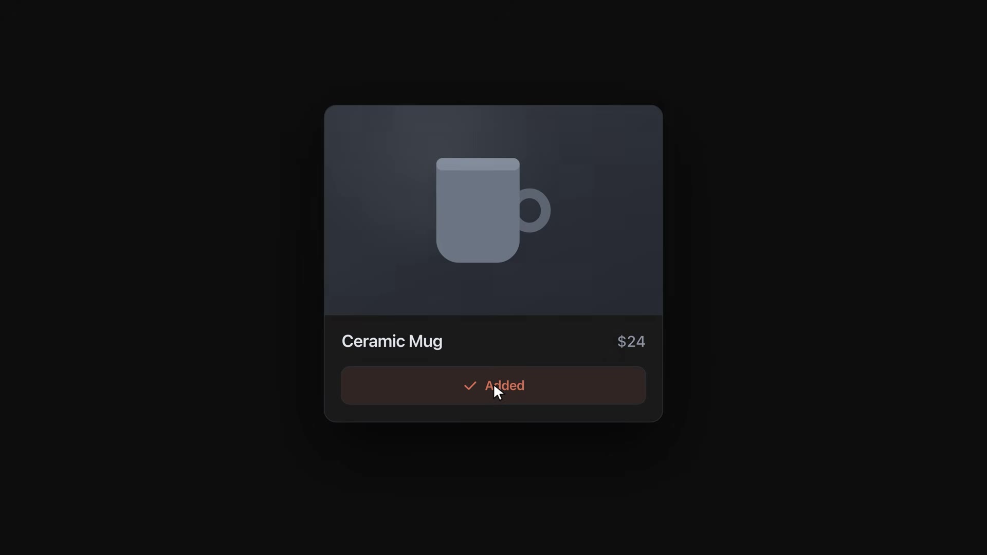 Add-to-cart micro-interaction showing the Added confirmation state
