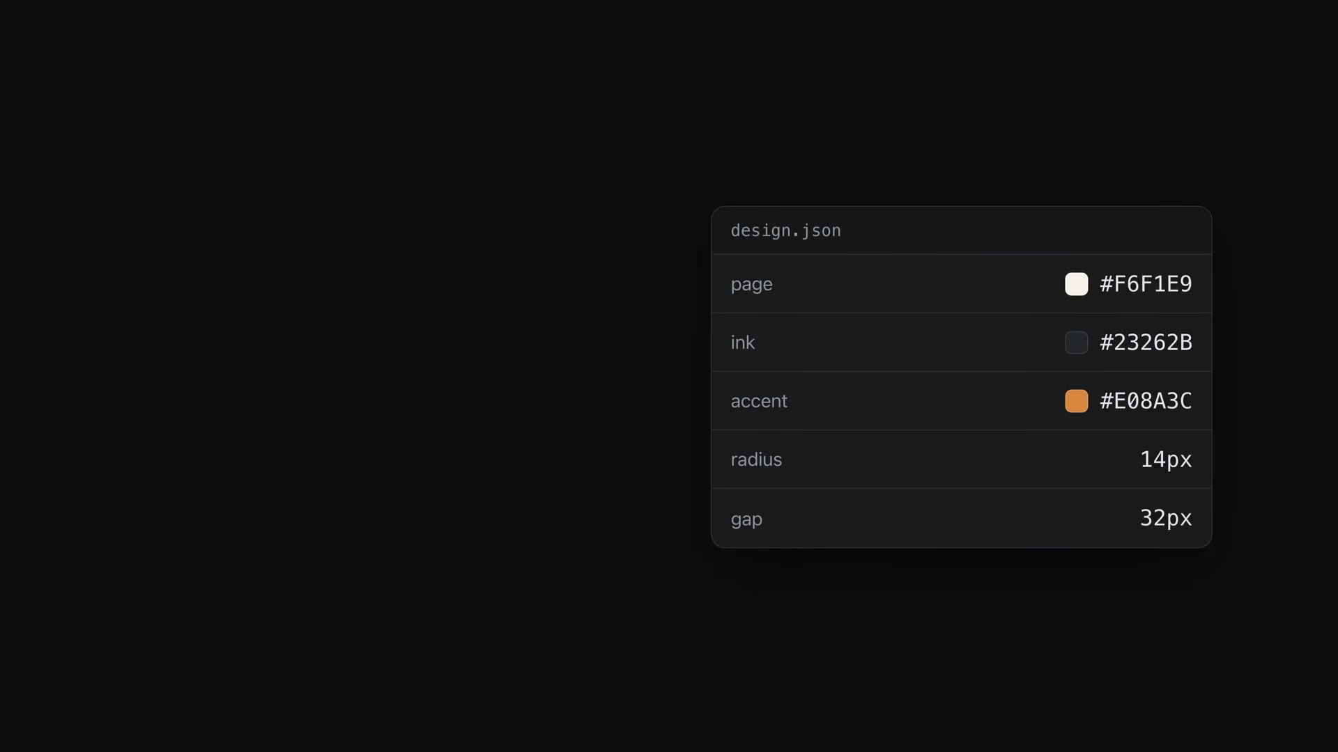 Tastemaker's structured design.json output