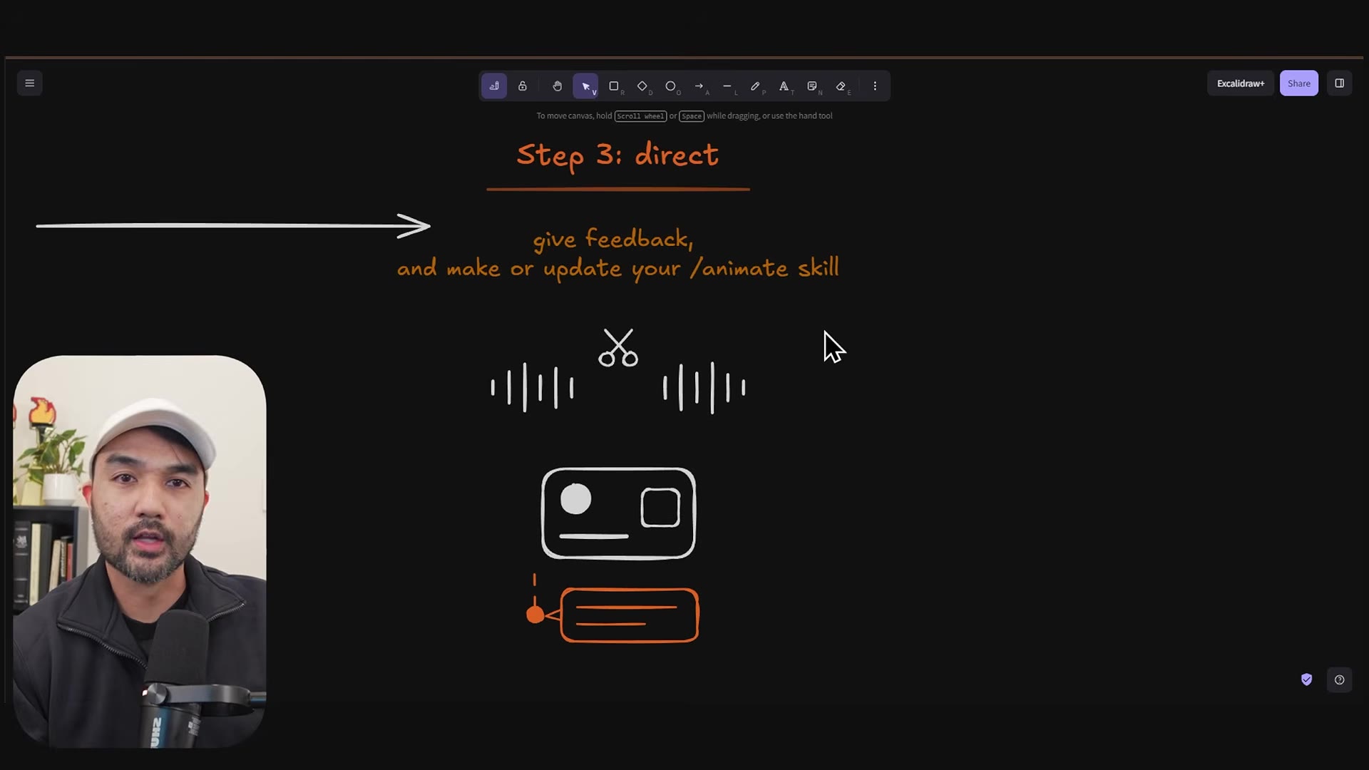 Slide: Step 3: direct, give feedback, and make or update your /animate skill