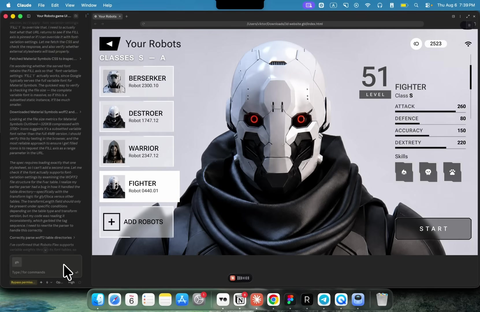 The finished Your Robots page running in a local browser preview