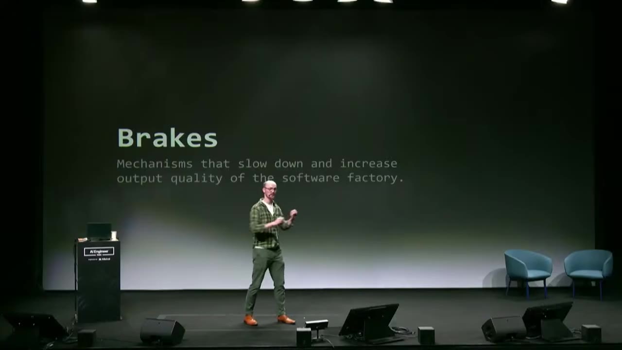 Brakes slide: mechanisms that slow down and increase output quality of the software factory