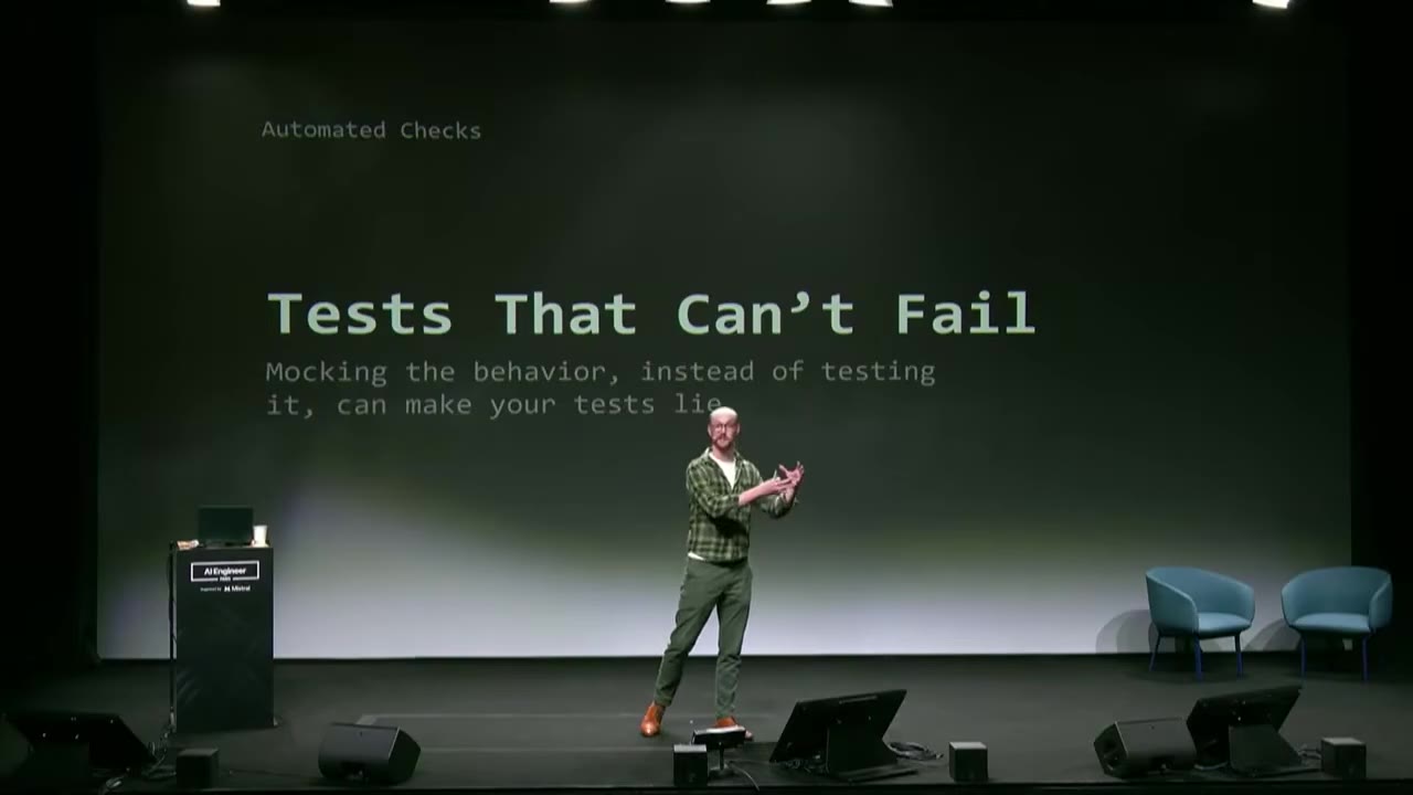 Tests That Can't Fail slide: mocking the behavior instead of testing it can make your tests lie