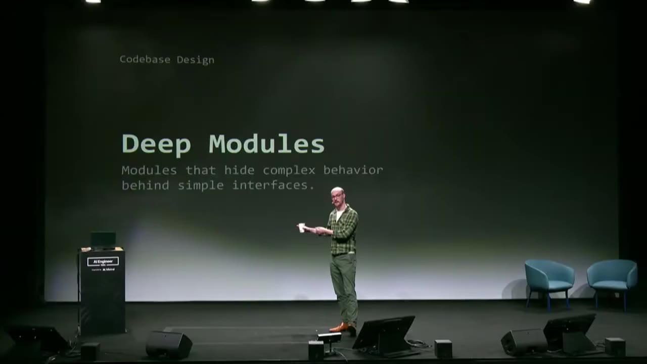 Deep Modules slide: modules that hide complex behavior behind simple interfaces
