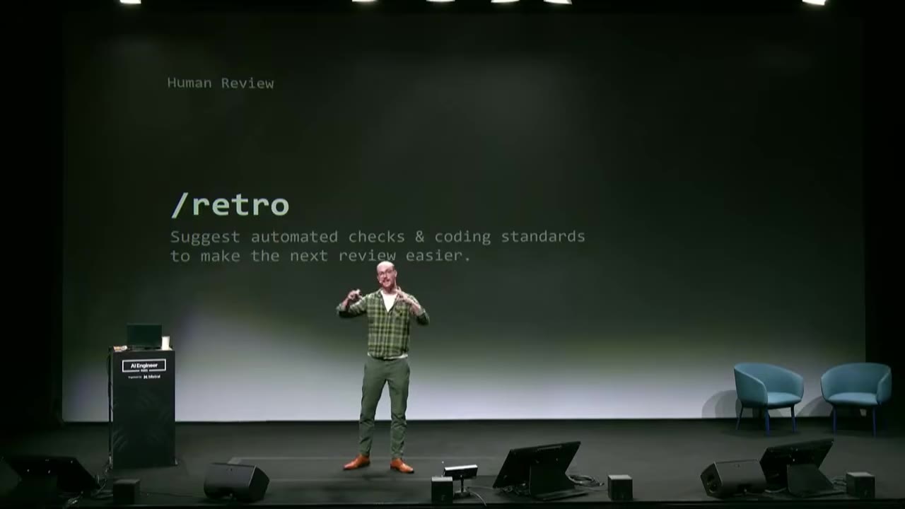 Skill slide: /retro suggests automated checks and coding standards to make the next review easier