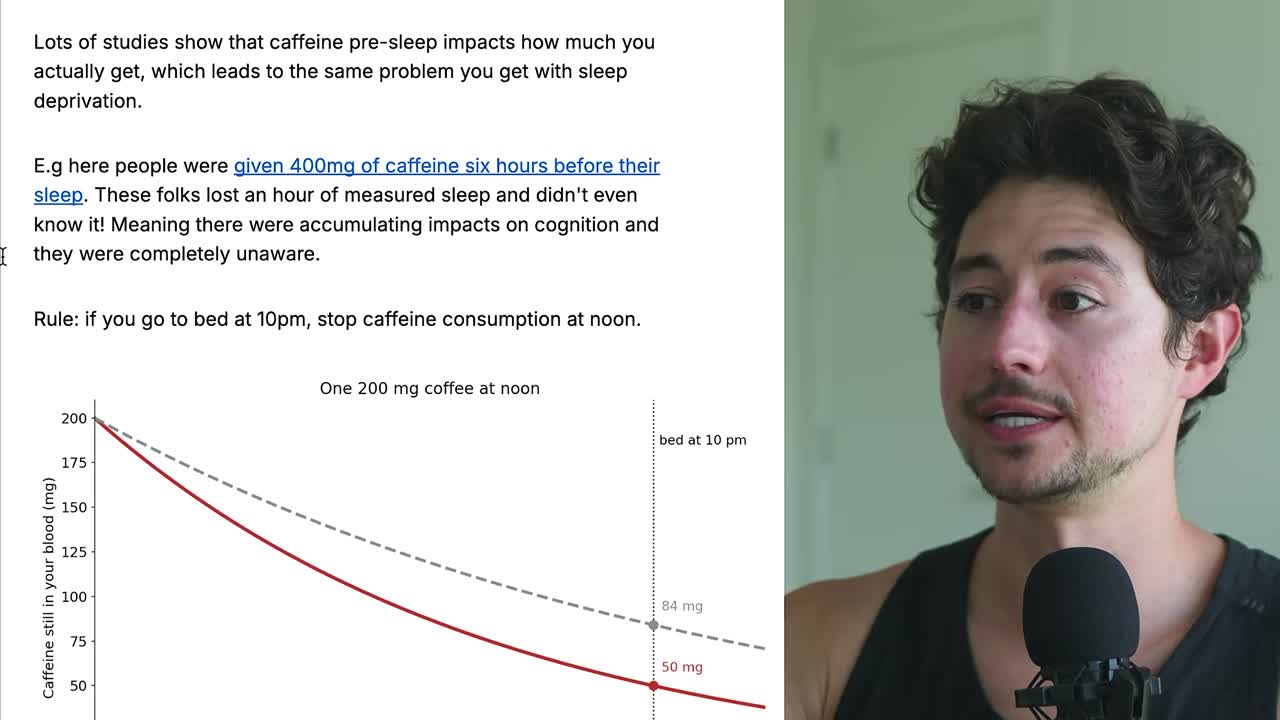 Caffeine half-life: a noon 200mg coffee still has ~50mg in your system at bedtime