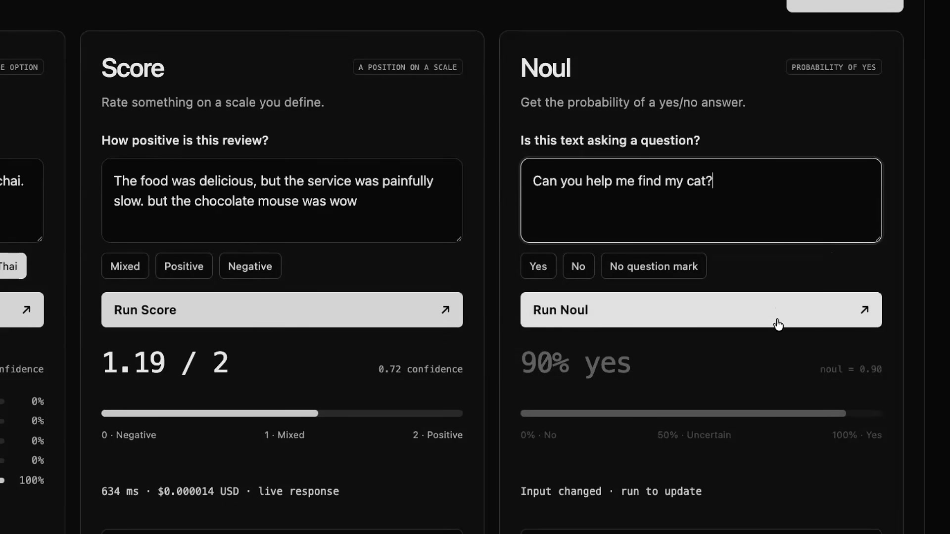 Noul demo: find-my-cat question at 90 percent yes