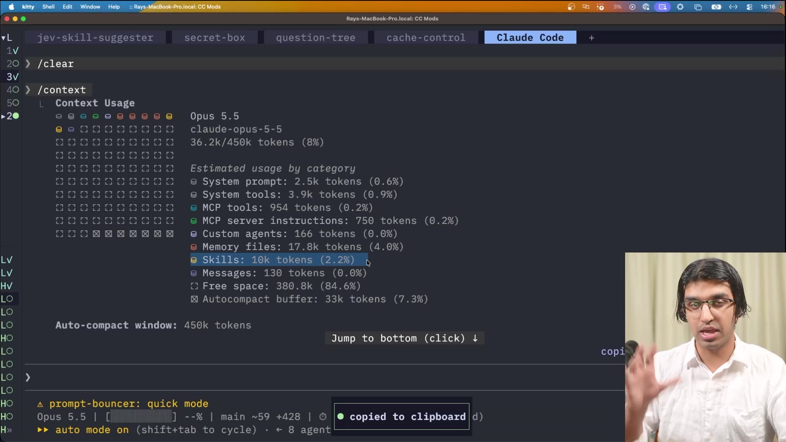 /context output with Skills at 10k tokens, 2.2 percent of the window