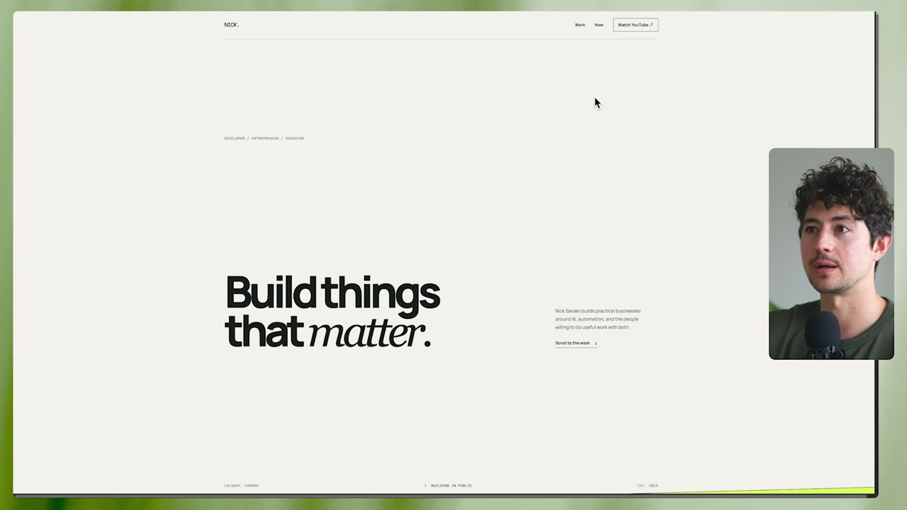 Rendered Nick Saraev landing page