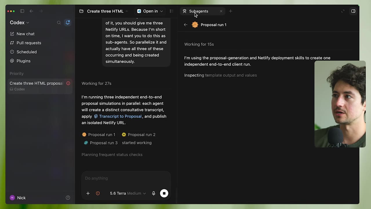 Sub-agents tab showing three parallel proposal runs
