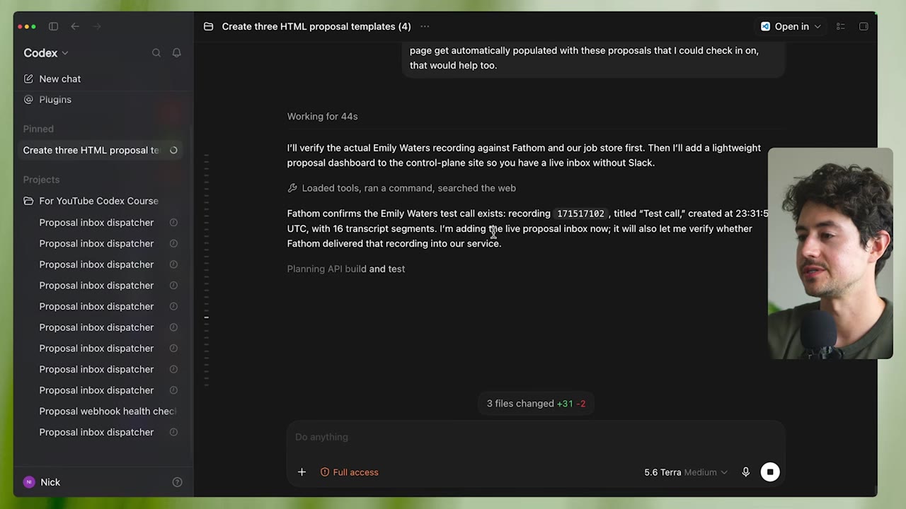 Fathom test-call verified in Codex