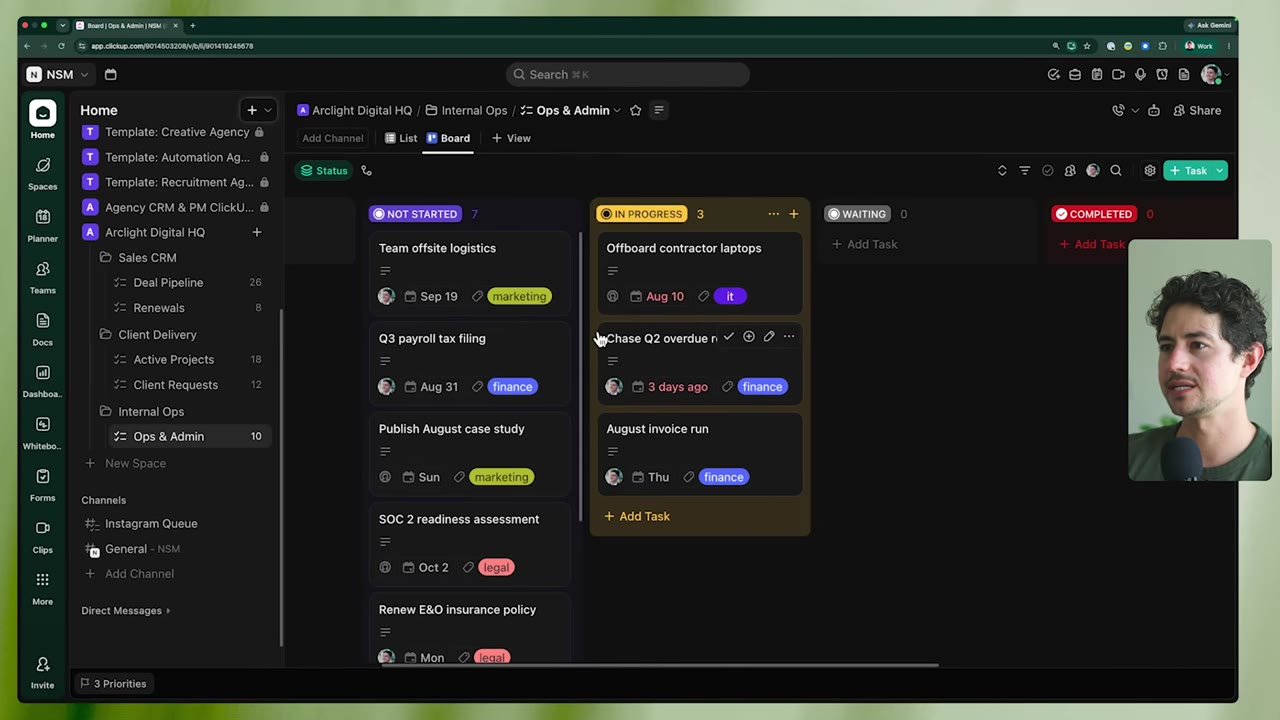 ClickUp Ops & Admin board