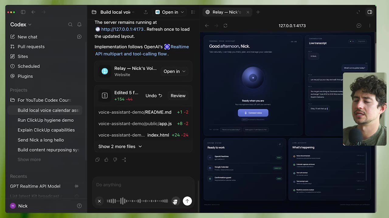 Polished voice agent UI