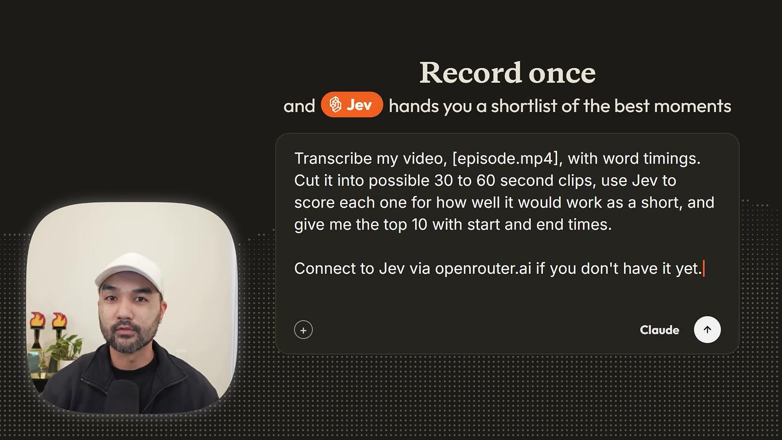 Prompt card: Transcribe my video with word timings