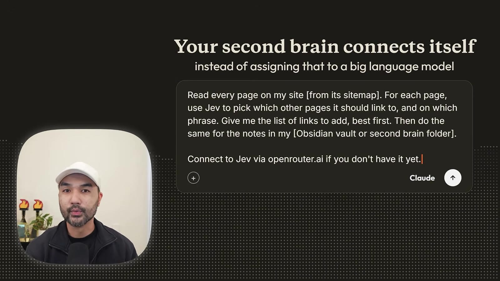 Prompt card titled Your second brain connects itself