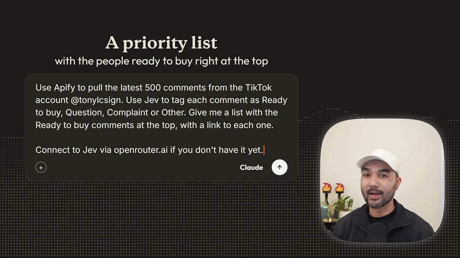 Prompt card: Use Apify to pull the latest 500 comments