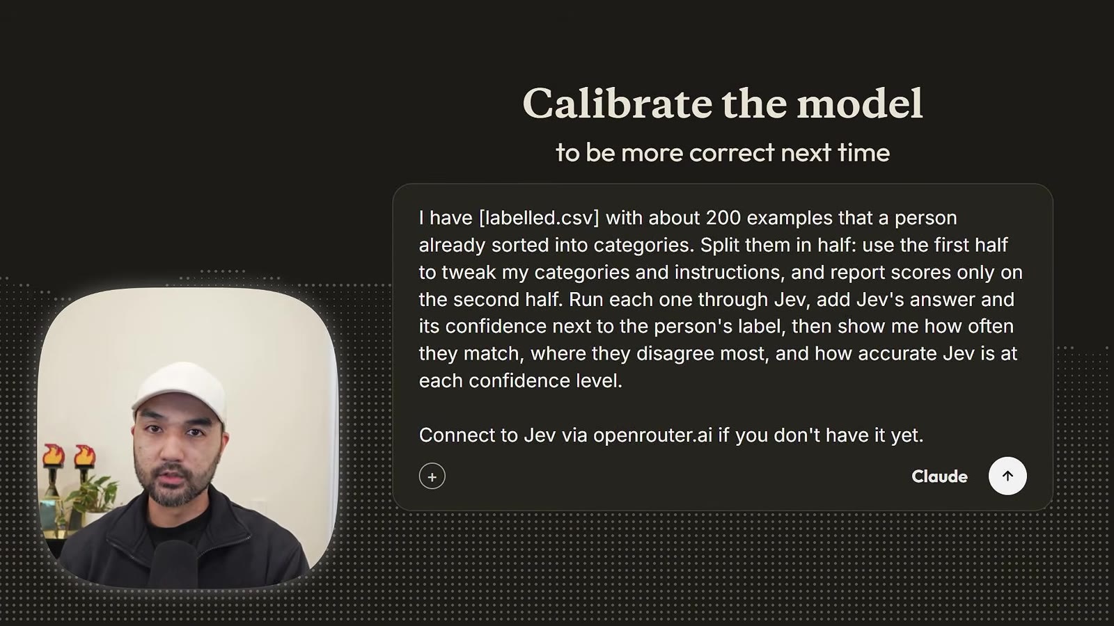 Prompt card titled Calibrate the model