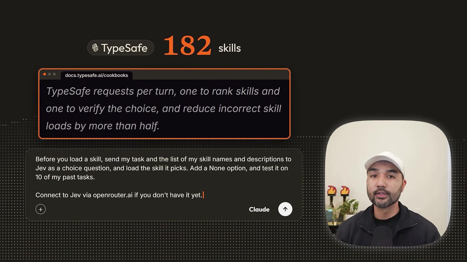 TypeSafe 182 skills claim above a prompt card