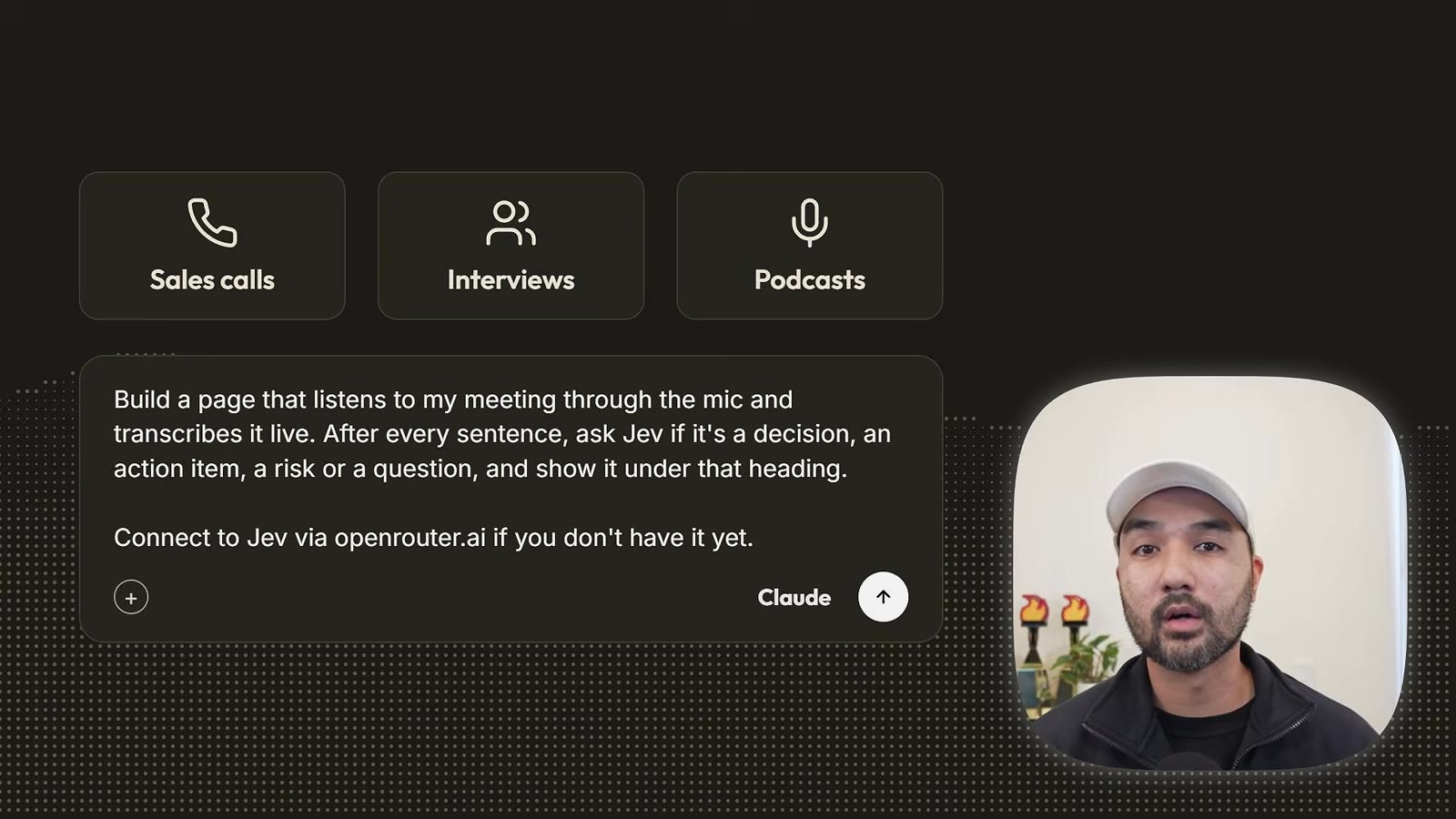 Prompt card under Sales calls, Interviews and Podcasts