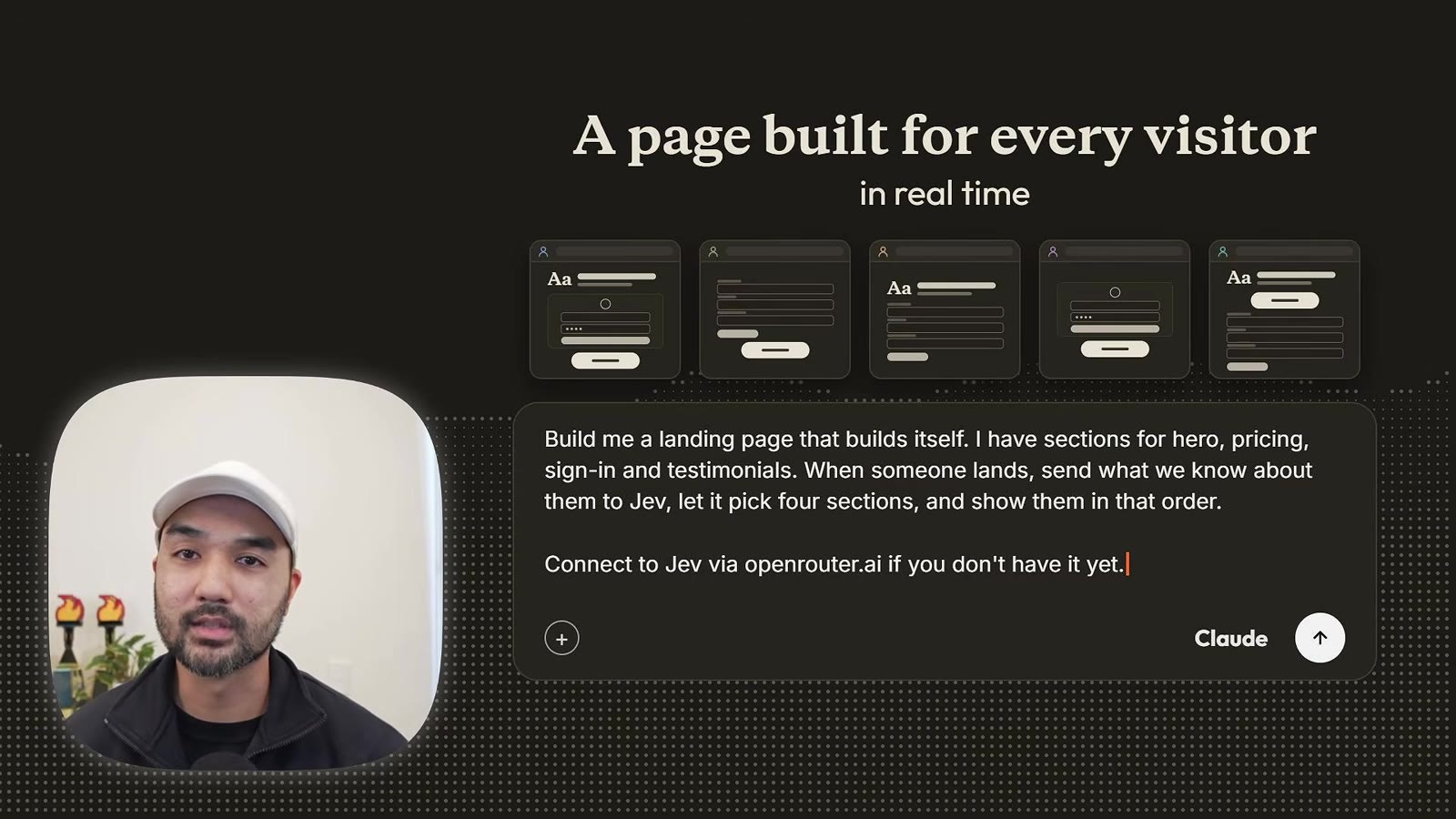 Prompt card titled A page built for every visitor