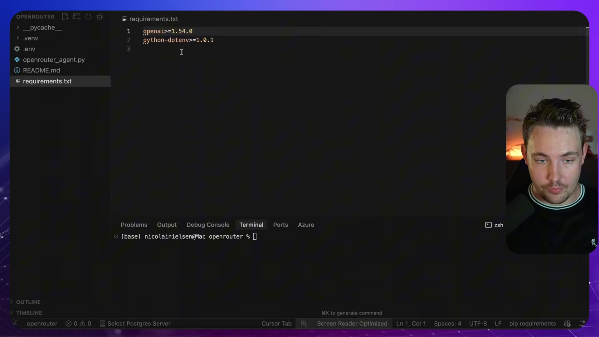 requirements.txt with openai and python-dotenv