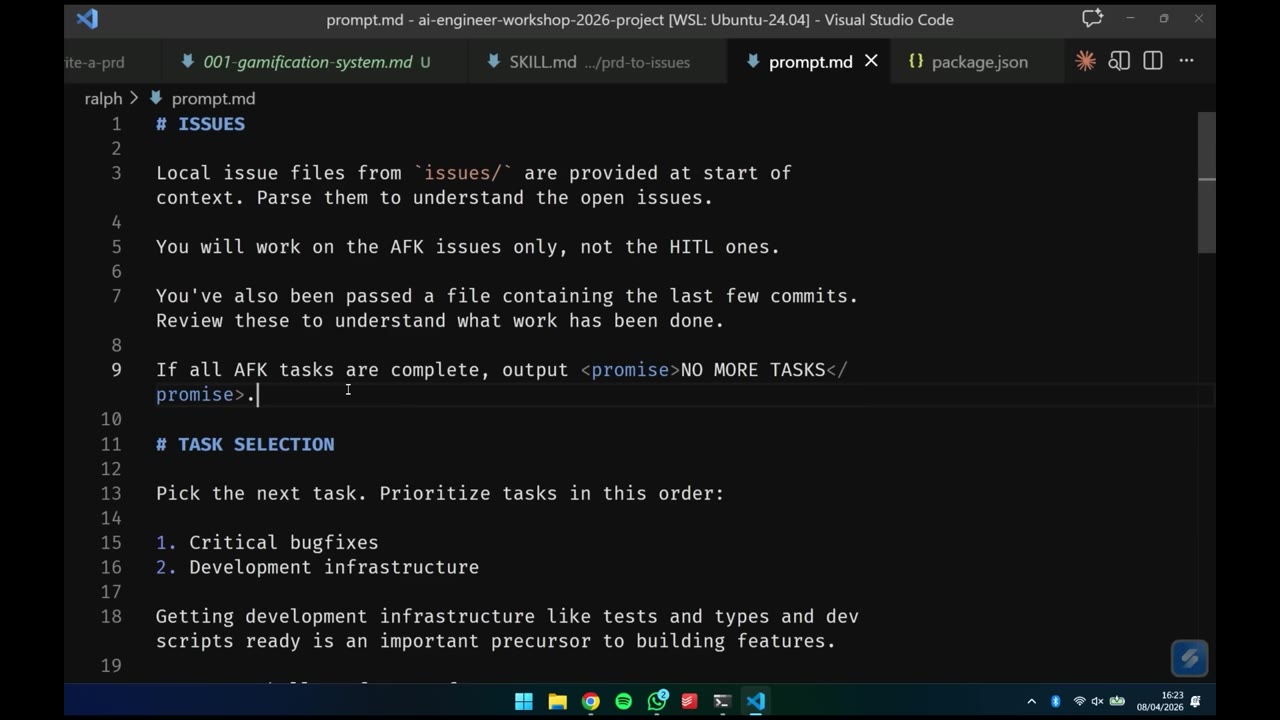 Ralph prompt with task selection priority