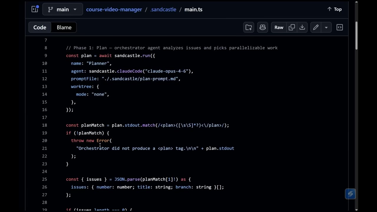 Sandcastle main.ts planner code on GitHub